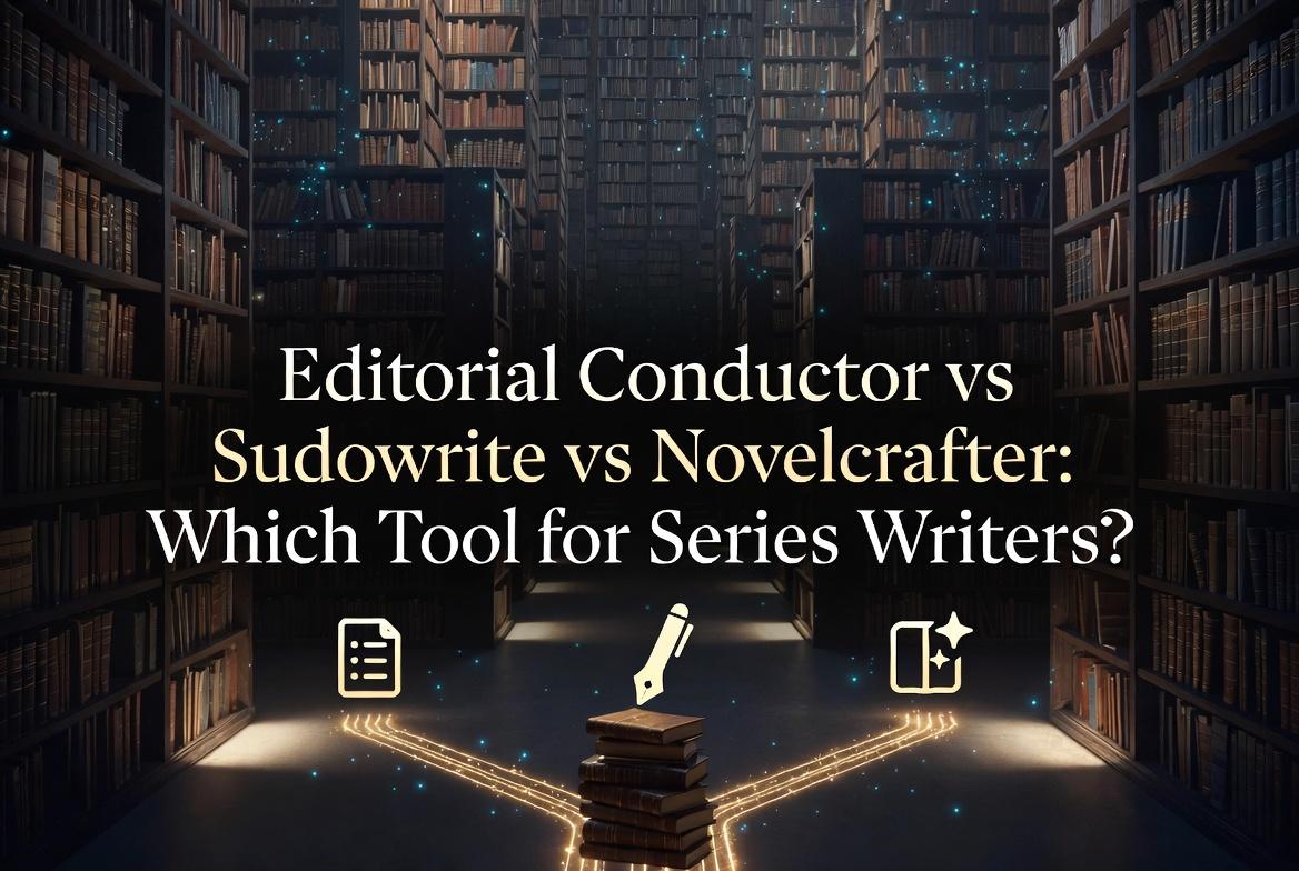 Editorial Conductor vs Sudowrite vs Novelcrafter — which tool for series writers?