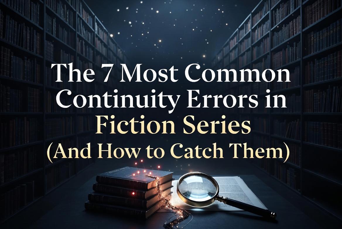 The 7 Most Common Continuity Errors in Fiction Series — library with magnifying glass